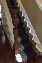 French polished staircase handrail and newel post
